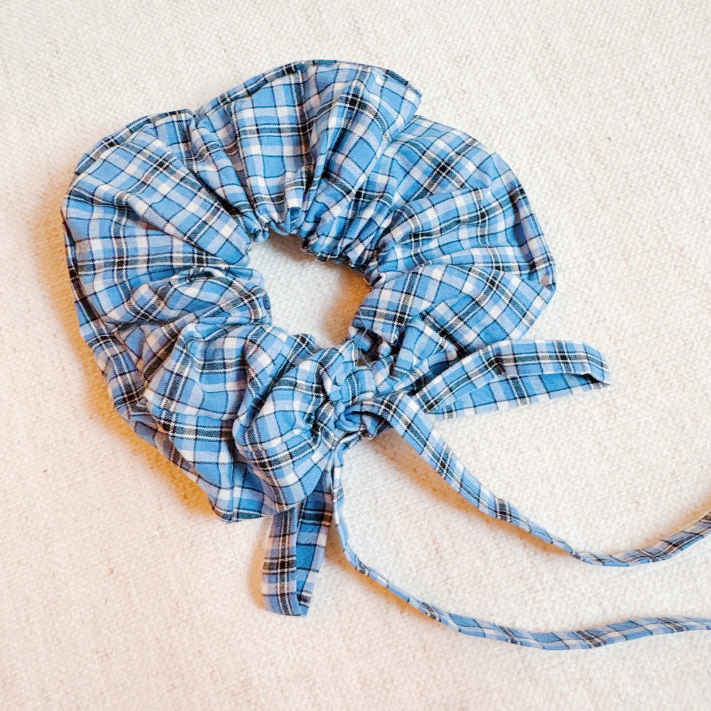 My Dear Preppy Plaid Tailed Hair Scrunch