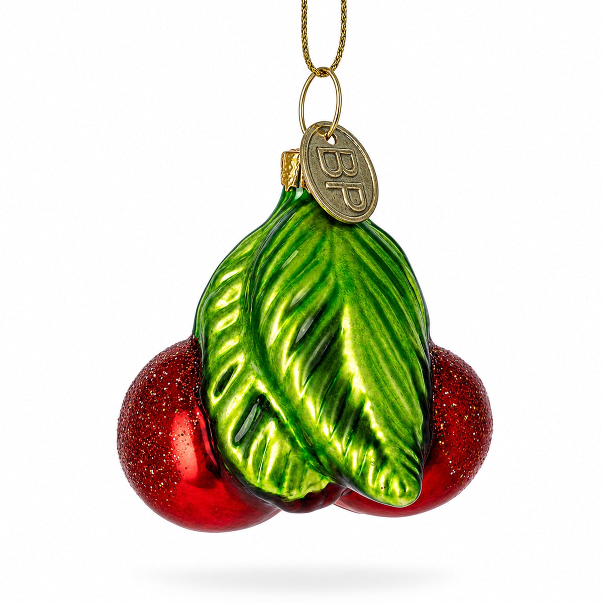 Double Cherries Glass Christmas Ornament