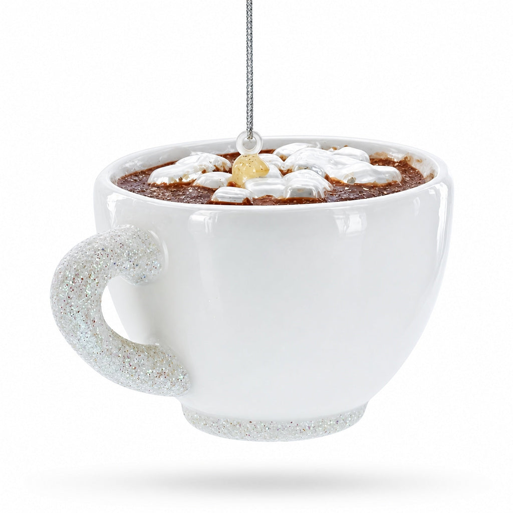Hot Cocoa Cup Glass Christmas Ornament