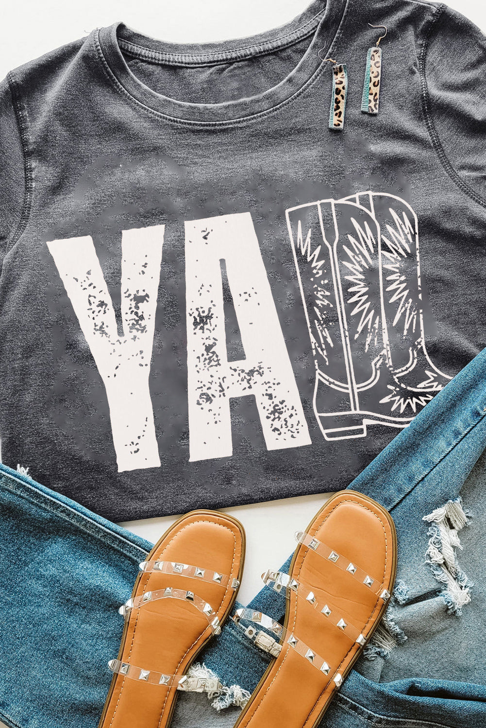 Gray YALL Western Boots Printed Tee