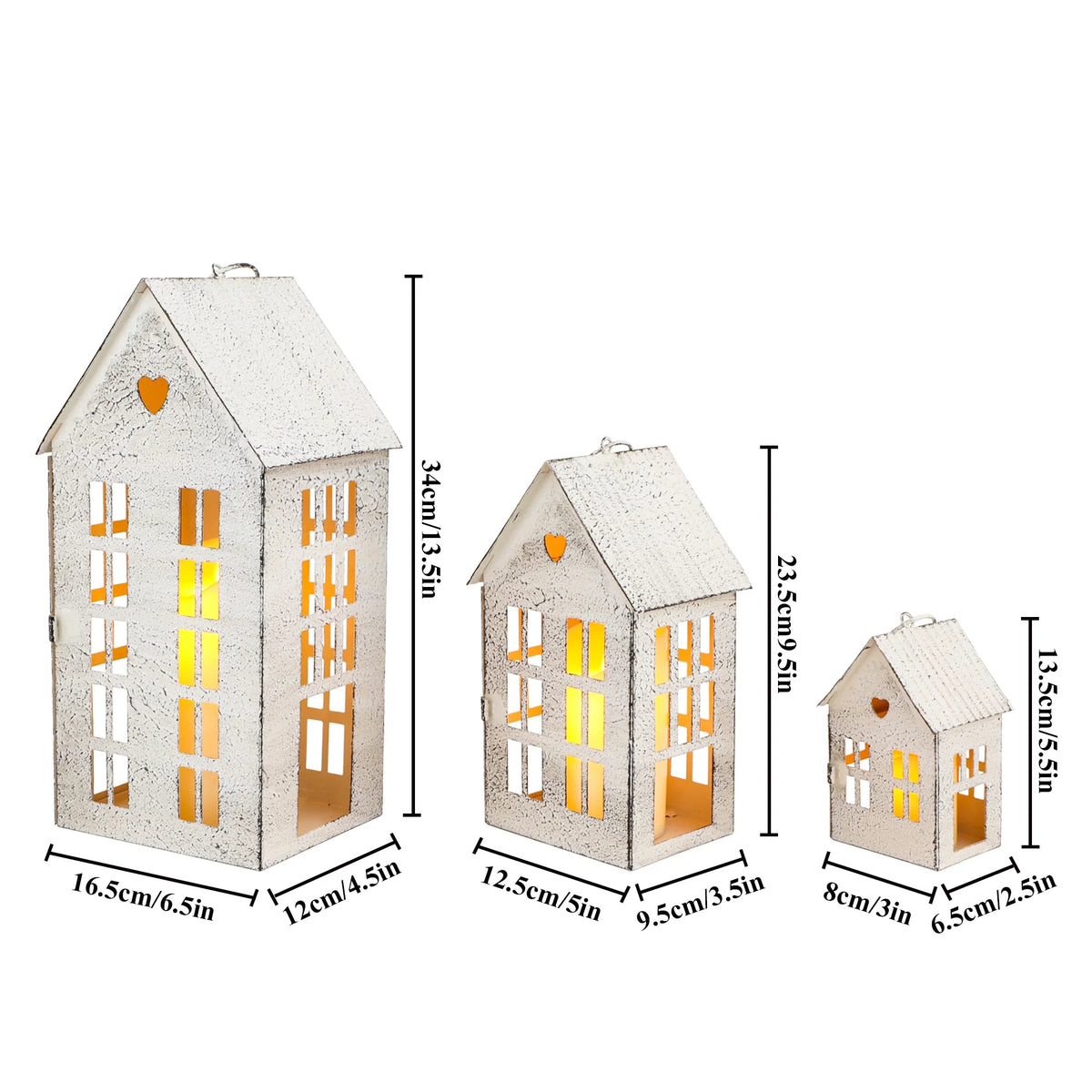 13.5"&9.5"&5.5"Village Farmhouse Candle Holders for Home Decor