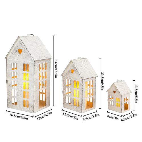 13.5"&9.5"&5.5"Village Farmhouse Candle Holders for Home Decor