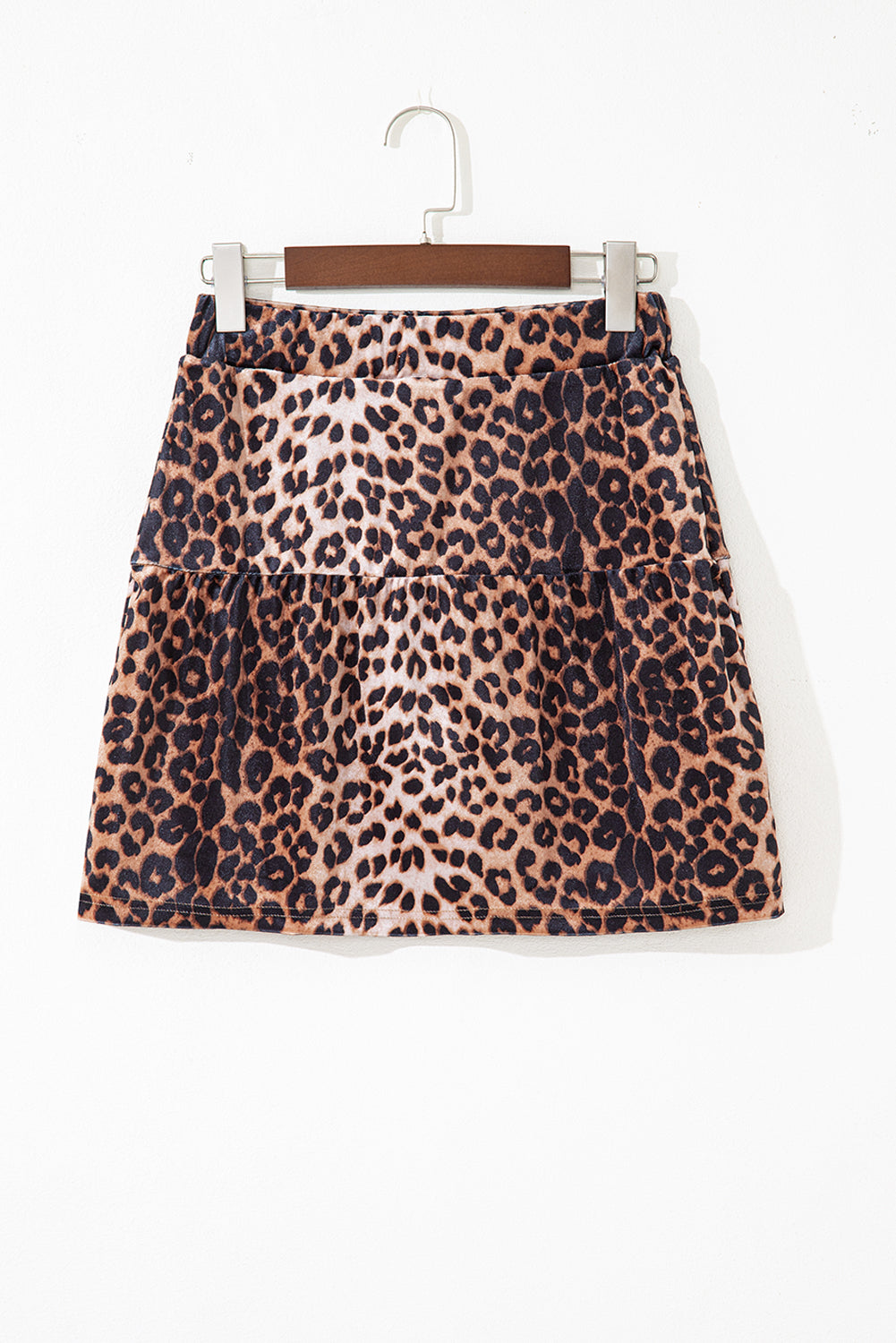 Brown Leopard Tiered Patchwork Hot Mini Skirt