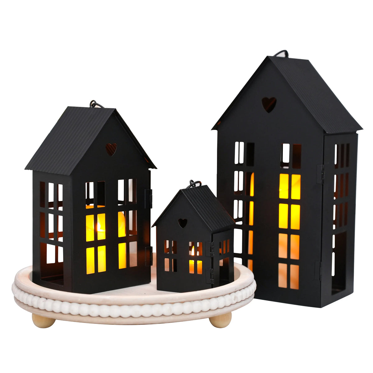 13.5"&9.5"&5.5"Village Farmhouse Candle Holders for Home Decor