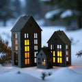13.5"&9.5"&5.5"Village Farmhouse Candle Holders for Home Decor