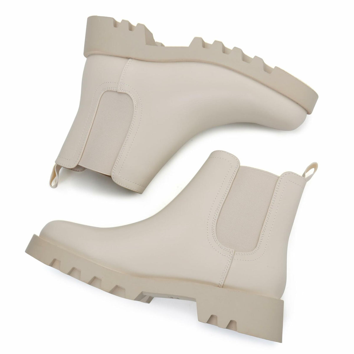 firelli Women Ankle Booties Chelsea Combat Slip On Winter Boots 7W Ivory